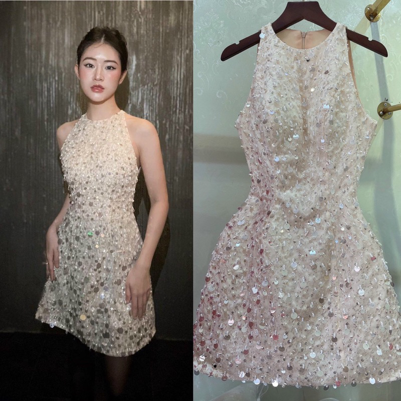 đầm thiết kế dự tiệc ,váy yếm bling bling tiểu thư SẴN Sz S