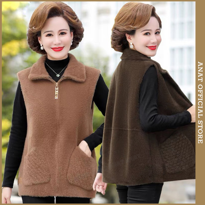 Áo Gile trung niên cao cấp chất lông dày dặn, áo khoác nữ  ấm áp cho mẹ cho bà, có khóa kéo 2 túi mã GL1999 | BigBuy360 - bigbuy360.vn