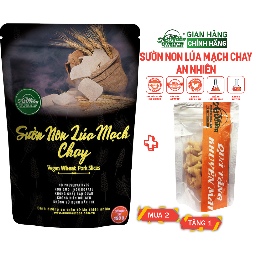 HÀNG CÔNG TY, Sườn Non Lúa Mạch Chay An Nhiên 150g MUA 2 TẶNG 1 BÁNH ĐÙI GÀ CHANH SẢ 40G