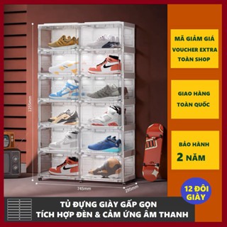 Tủ Đựng Giày Gấp Gọn, Tích hợp Đèn Led, Cảm Ứng Âm Thanh 16 Ngăn Antbox Bảo Hành 2 Năm STA2D16