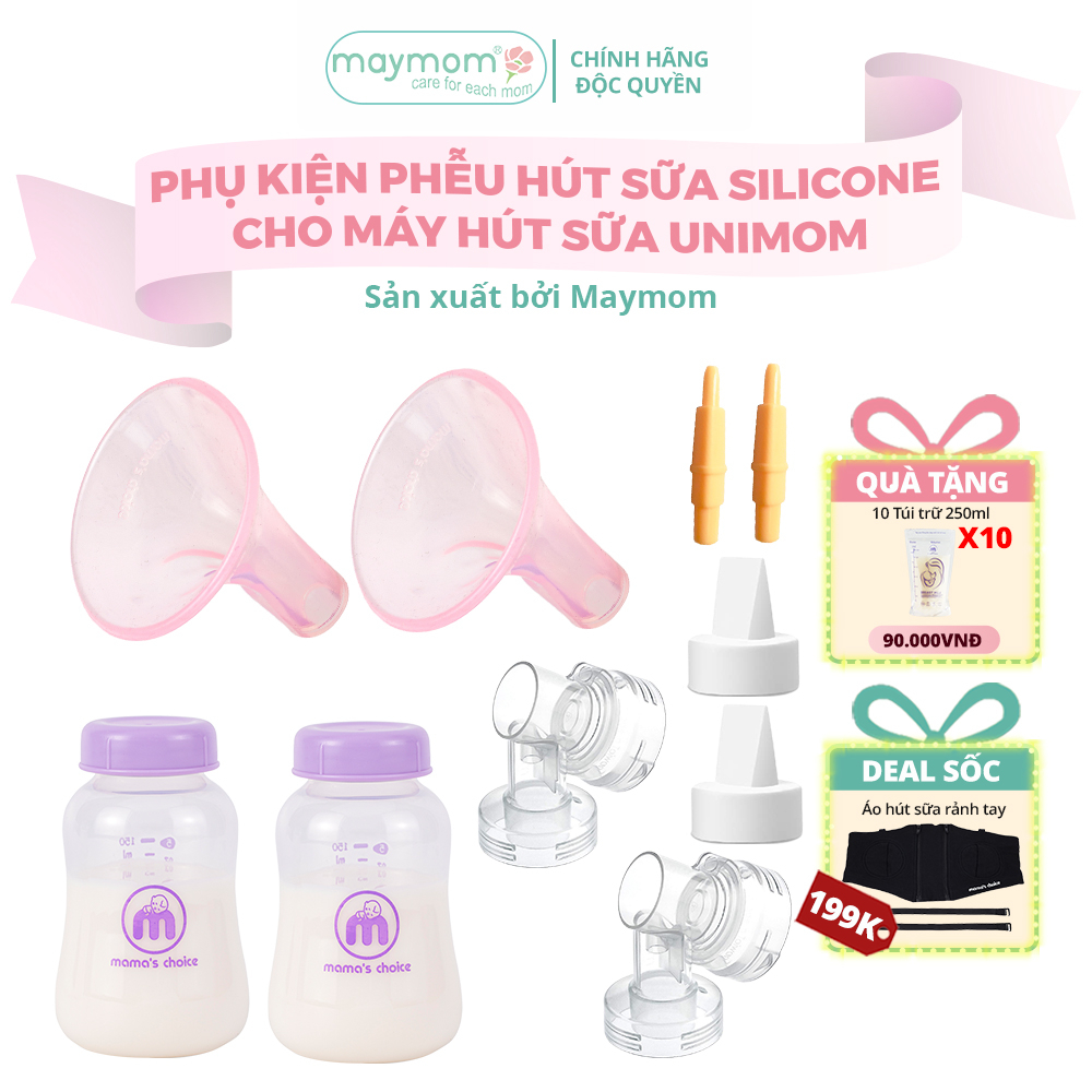 Bộ Phụ Kiện Máy Hút Sữa Unimom Thương Hiệu Maymom, Phễu Silicone Vắt Sữa Êm Ái và Hiệu Quả, Nhiều Lựa Chọn Size
