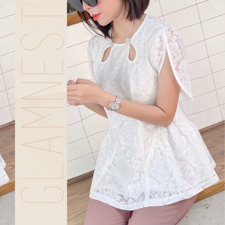 Áo bầu xinh bigsize mặc mùa hè chất ren mềm mại Glam Nest AS032