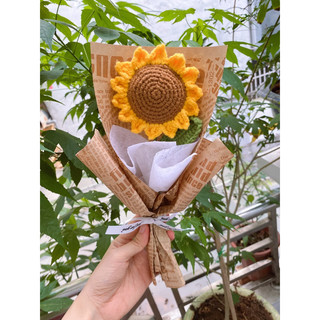 Bó hướng dương len 1 bông, hoa handmade