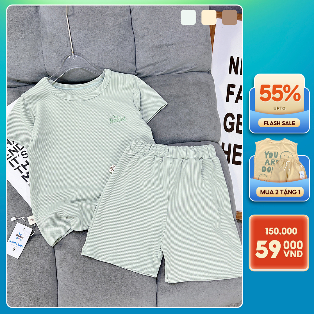 Set Quần Áo Trẻ Em Bamikids Đồ Bộ Bé Trai Bé Gái Set Thun Tăm Lạnh 3 Màu 0-3 Tuổi Bộ Thun Cotton Mềm Mịn - BBK6.1