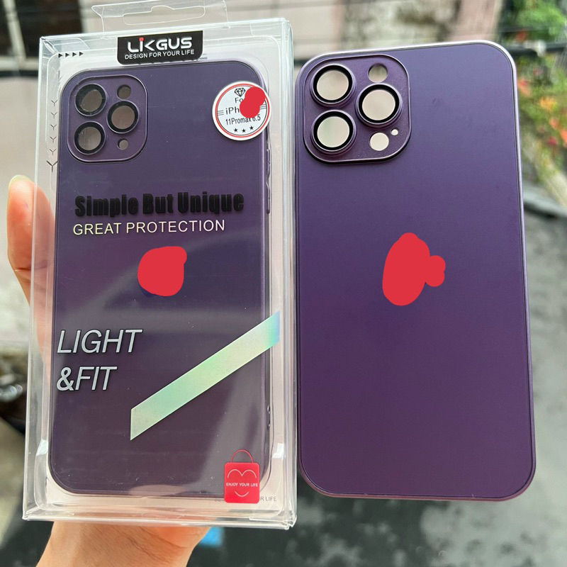 ốp lưng tím likgus viền dẻo lưng nhám độ 14promax tím