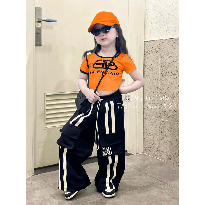 BG406- SÉT 3 CHI TIẾT CROP BB QUẦN KAKI XUÔNG BÉ GÁI