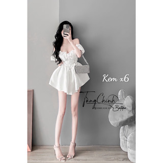 Váy nữ gấm xoè bồng công chúa đan dây ngực