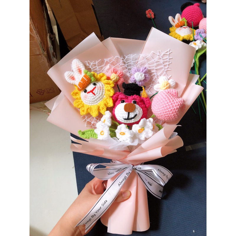 Lẻ 1 bông hoa len handmade đa dạng các loại hoa ảnh thật có sẵn