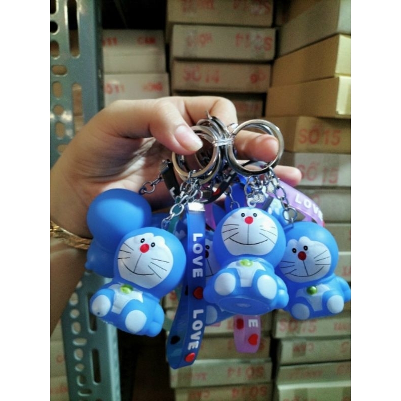 Móc khóa gấu nâu/gấu vàng/dorêmon có kèn