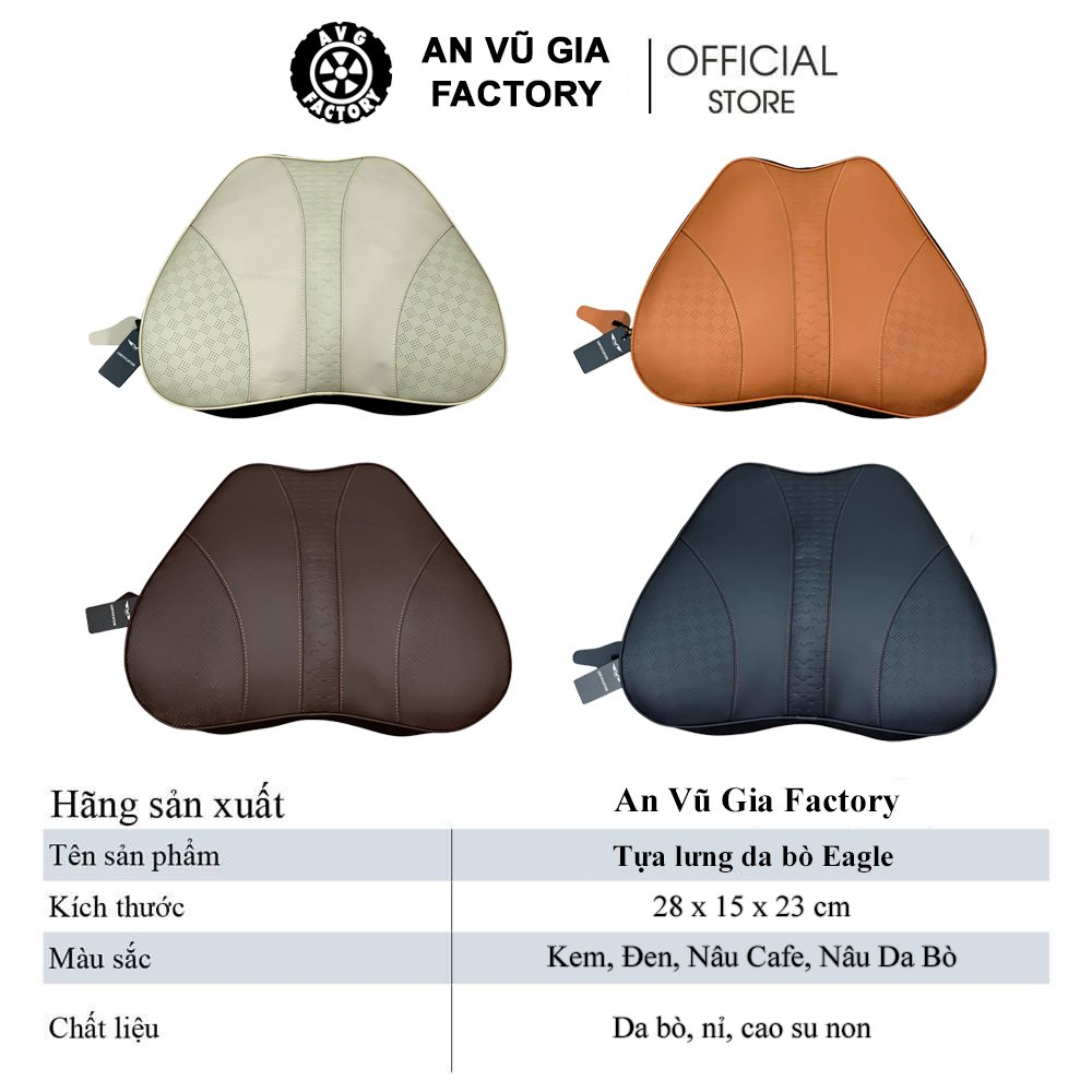 [MUA 1 TẶNG 1] Gối tựa lưng da bò màu nâu bò Eagle cao cấp thư giãn lưng khi lái xe | BigBuy360 - bigbuy360.vn