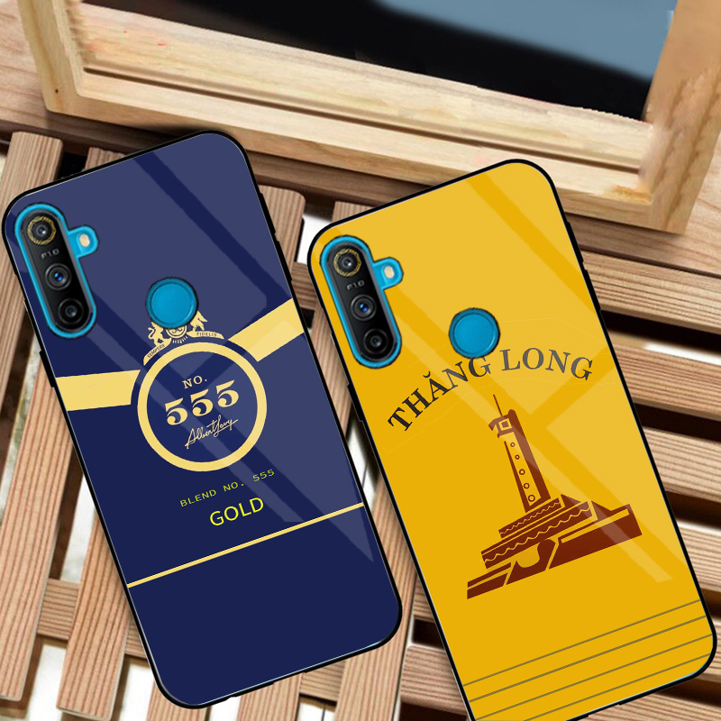 Ốp Lưng REALME C3 Mặt kính sáng bóng, cao cấp Họa tiết 555