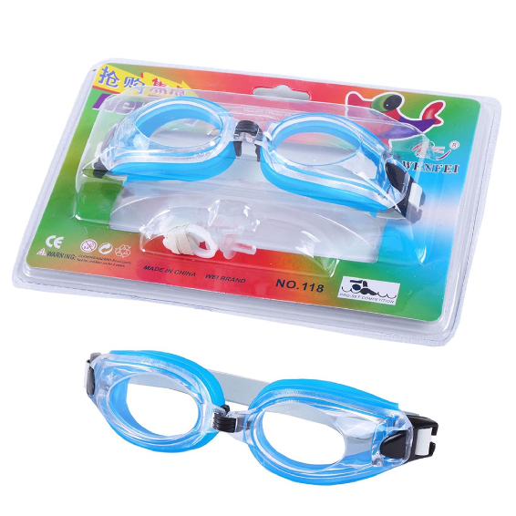 Kính bơi cho bé kèm 2 nút tai và 1 kẹp mũi, kính bơi trẻ em chất liệu nhựa và silicone không gây kích ứng da
