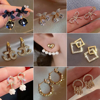 Khuyên tai bông tai dáng dài MIUSHOP chuôi xỏ bạc 925 không kích ứng dễ thương giá rẻ