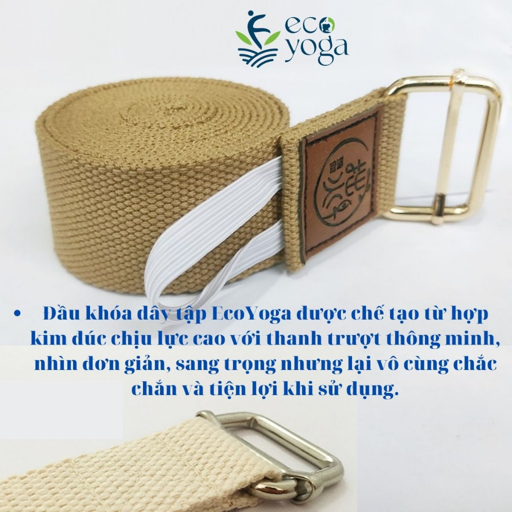Dây tập yoga 2.5m sợi bông tự nhiên, dây đai coton hữu cơ tập yoga , dây đai lưng chỉnh hình chống gù lưng