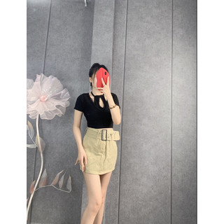 Áo xốp kiểu croptop cổ yếm cột dây