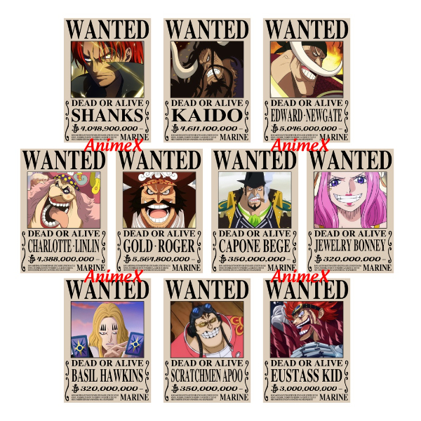 Tờ Poster Lệnh Truy Nã Team Mũ Rơm Onepiece - Wanted Poster One Piece Đảo Hải Tặc Bóc Dán Tranh Việt Decor