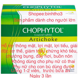 viên uống thông mật, lợi mật,lợi tiểu,giải độc cơ thể chophytol (made in pháp)giảm khó tiêu,chướng bụng,đầy hơi,buồn nôn