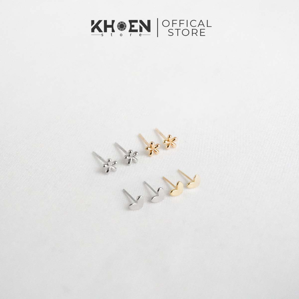 (1 Đôi) Bông tai Hình trái Tim - xi Bạc 925 - Khoen Store