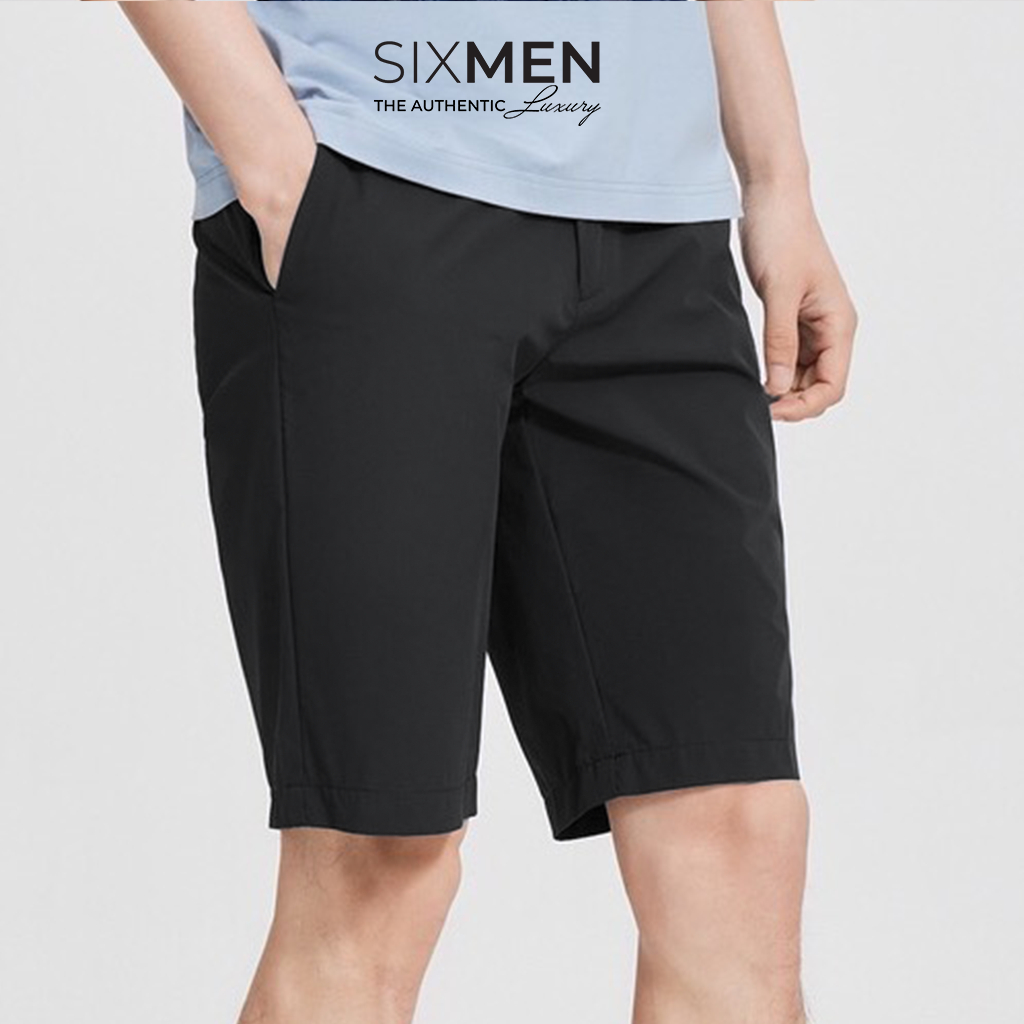 Quần short kaki nam cao cấp SIXMEN vải kaki tây xuất xịn, co giãn - Màu Đen