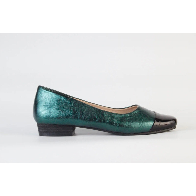 Giày búp bê mũi vuông phối màu dễ thương, hiệu La onda