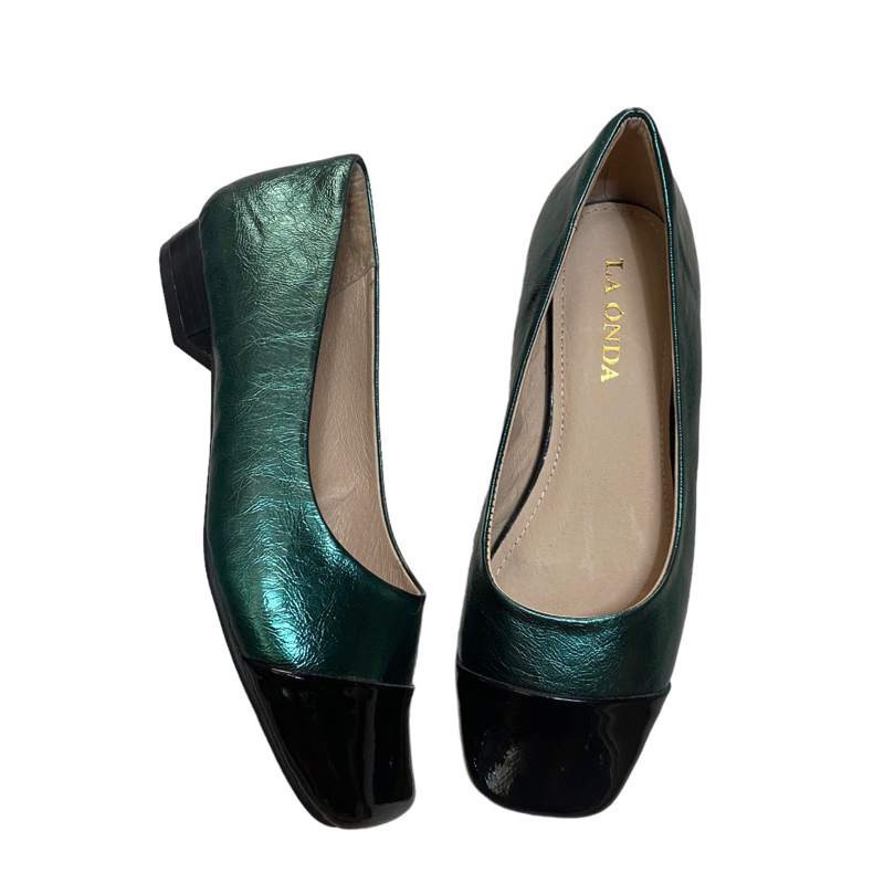 Giày búp bê mũi vuông phối màu dễ thương, hiệu La onda