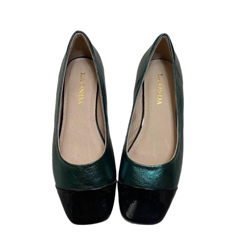 Giày búp bê mũi vuông phối màu dễ thương, hiệu La onda