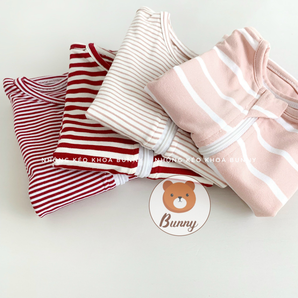 Nhộng chũn Bunny cao cấp hoạ tiết kẻ size S, M cho bé từ sơ sinh - Mẫu ngẫu nhiên
