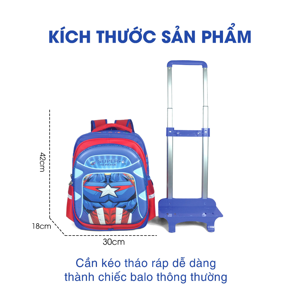 Balo cần kéo học sinh tiểu học DOHAGO dành cho bé trai và bé gái lớp 1-3 - BLCK302