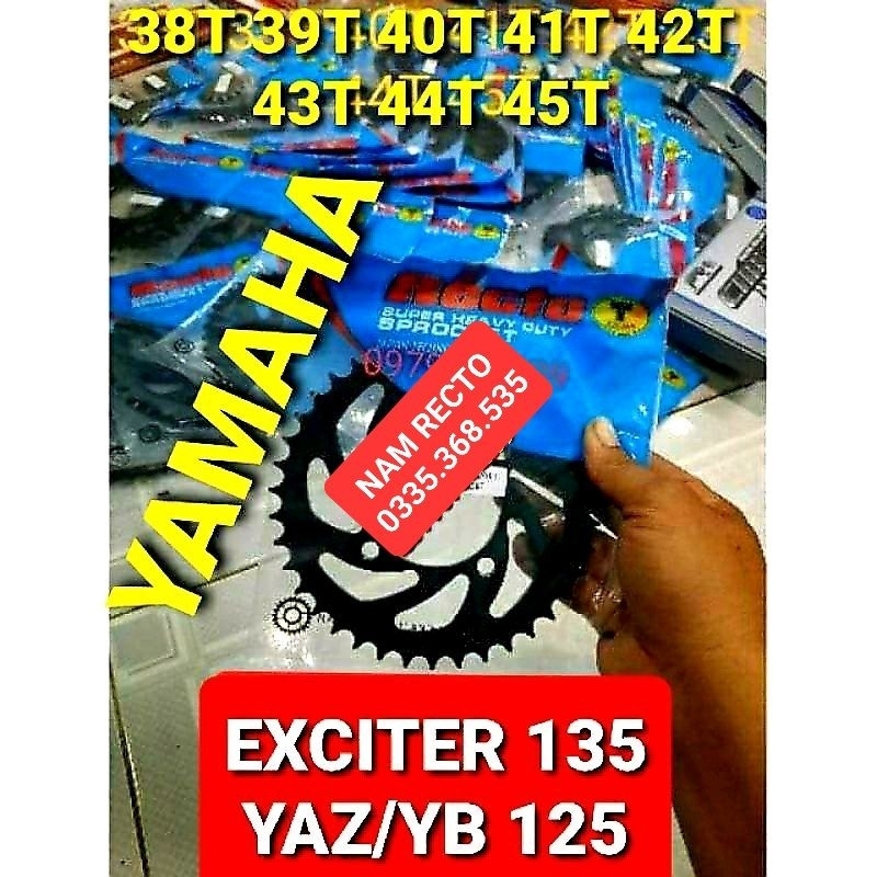 Nhông Dĩa sau exciter 135/yb125/yaz125 SIZE 37T 38T 39T 40T 41T 42T 43T 44T 45T Nhông 13T 14T 15T 16T CHÍNH HÃNG >>>