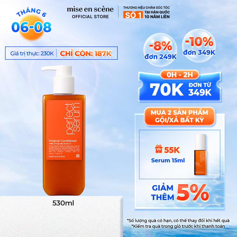 Dầu xả mise en scene Perfect Serum Original Conditioner 530ml dưỡng tóc mềm mượt | BigBuy360 - bigbuy360.vn