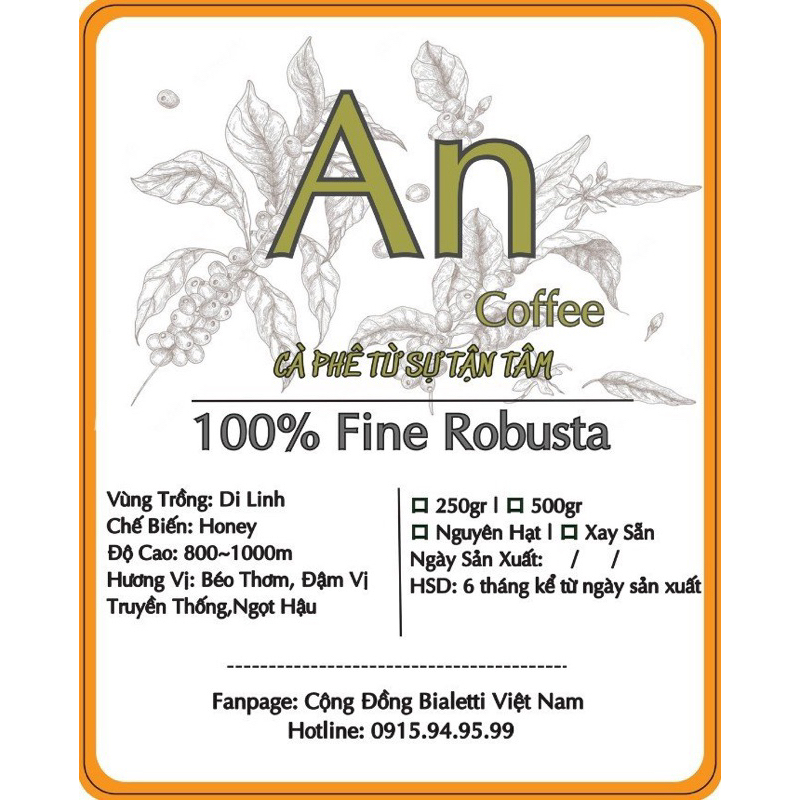 An Coffee_100% Fine Robusta 250gr đậm vị truyền thống