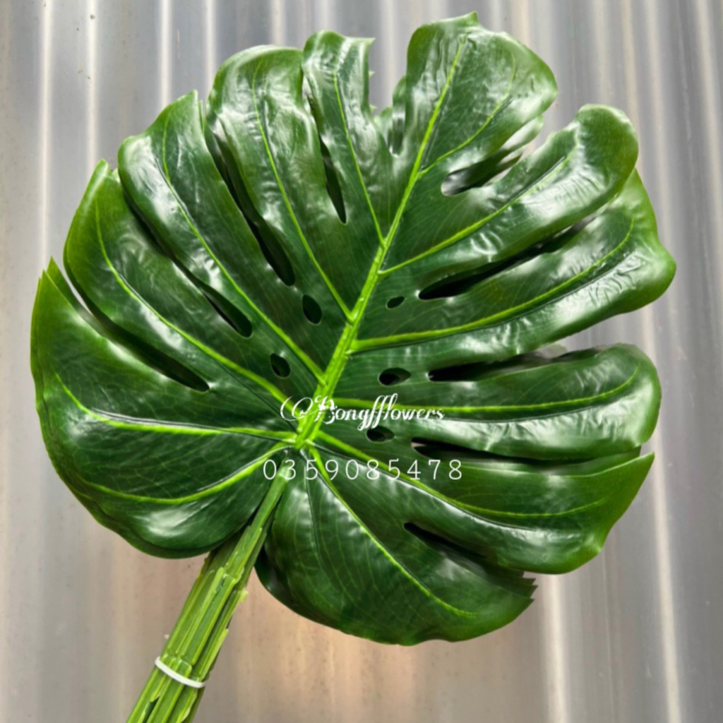 Lá trầu bà giả lá trầu bà giả giả decor trang trí siêu đẹp cành dài 70cm đường kính lá 30cm