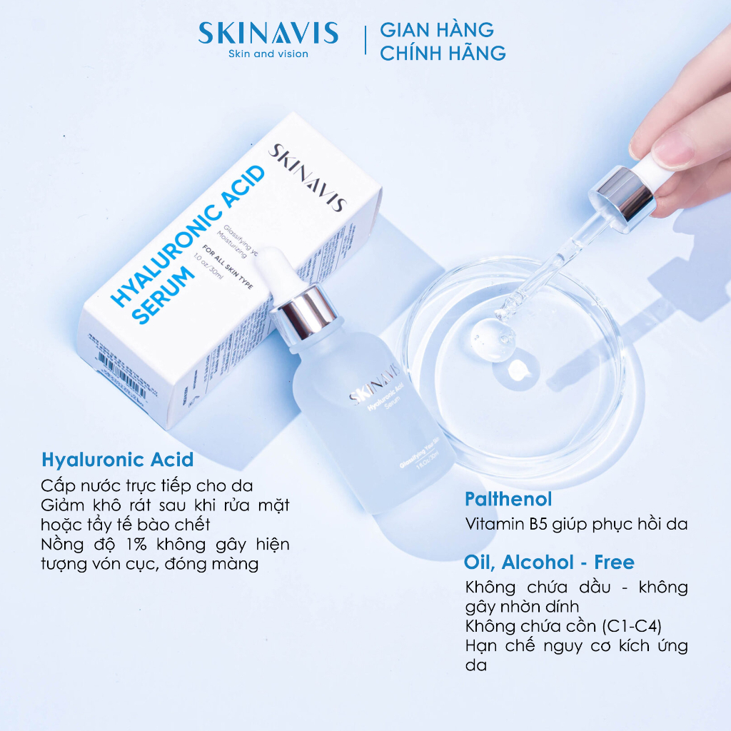 Serum Cấp Ẩm Phục Hồi Da Skinavis Hyaluronic Acid 1% 30ml