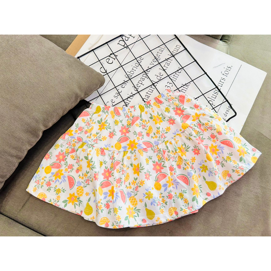 Váy cotton lạnh có quần bên trong mịn mát - bộ áo váy bé gái size đại V01