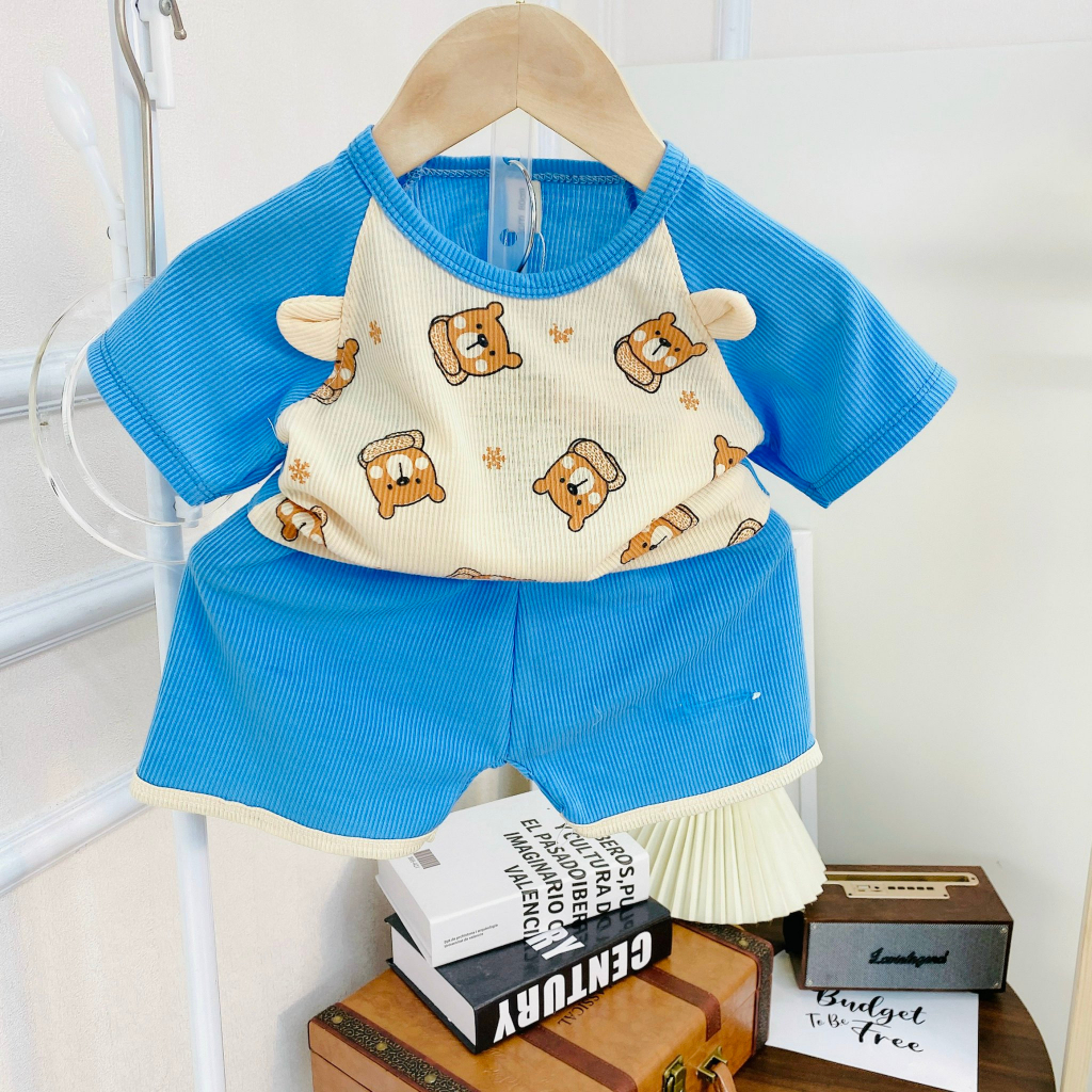 Bộ quần áo cộc tay cho bé , bô ngắn tay thun lem minky mom bé trai