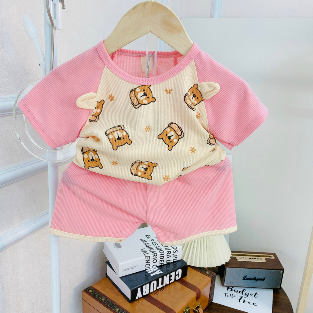 Bộ quần áo cộc tay cho bé , bô ngắn tay thun lem minky mom bé trai