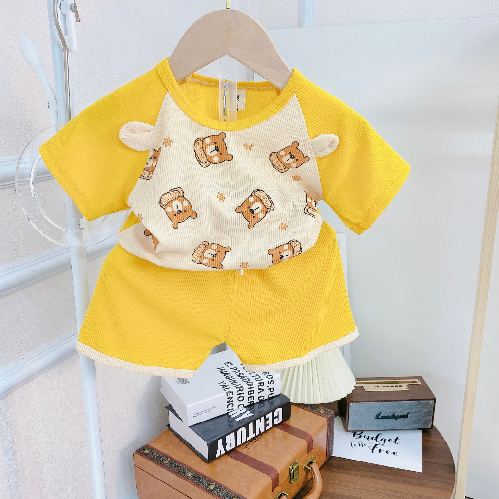Bộ quần áo cộc tay cho bé , bô ngắn tay thun lem minky mom bé trai