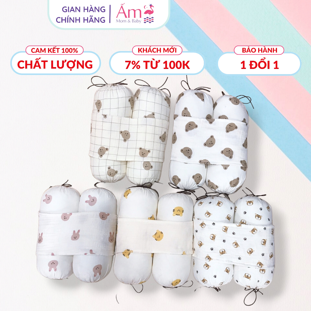 Chặn xô Muslin Ấm Baby Chống Giật Mình Chất Vải Cao Cấp Âm Gift Decor