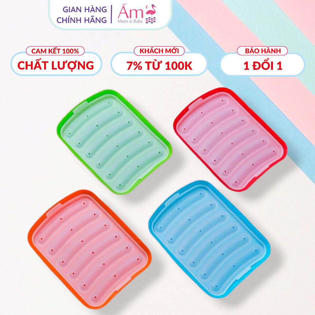 Khuôn Xúc Xích Silicone Cho Bé Ăn Dặm Ấm Baby Chia 6 Ngăn Tiện Lợi Chịu Được Nhiệt Độ Cao Ấm Gift Decor