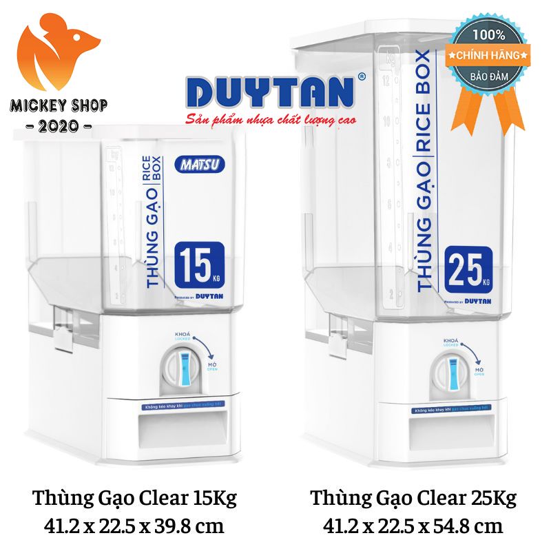 Thùng Gạo Clear Trong Suốt Thông Minh DUY TÂN 15Kg 25Kg