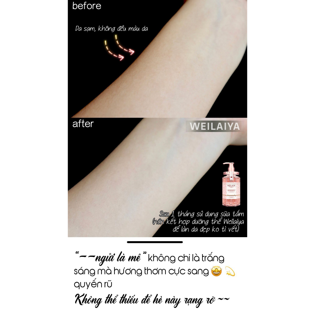 SÉT MINI SỮA TẮM TRẮNG DA WEILAIYA 20ML , MANG ĐI DU LỊCH , HƯƠNG NƯỚC HOA CAO CẤP