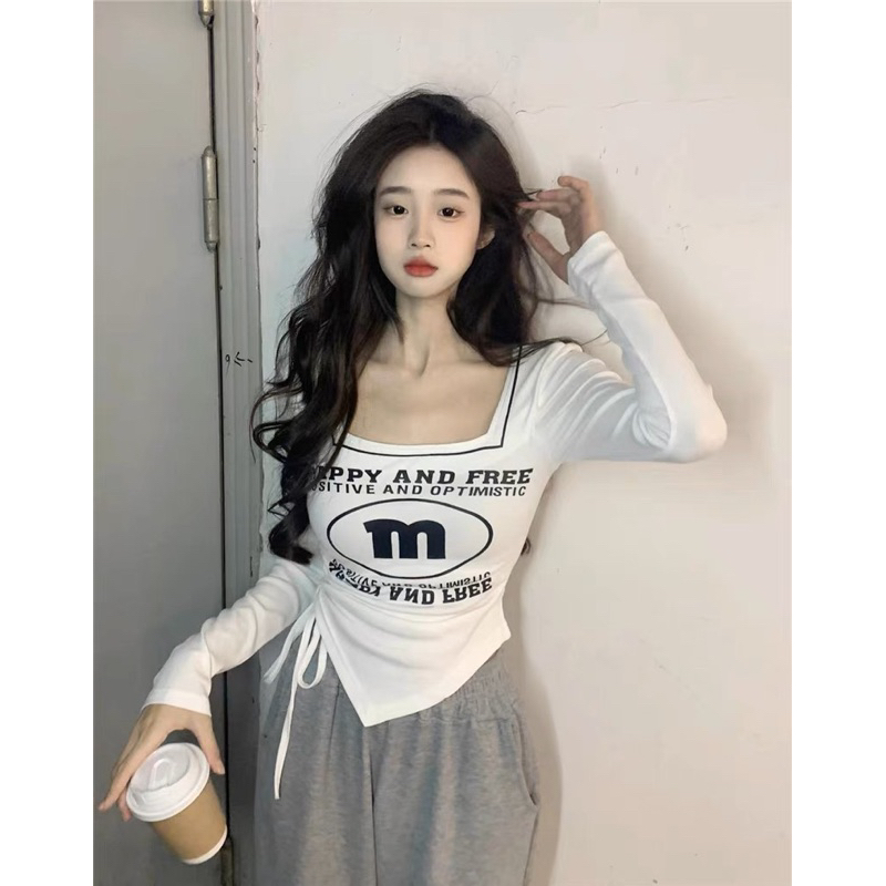 ÁO KIỂU RÚT DÂY XINH IN CỔ VUÔNG RM37