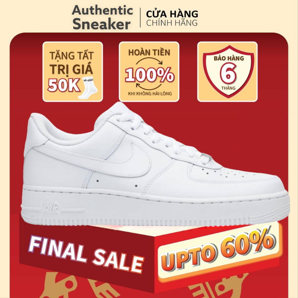Giày_Nike Air Force 1 full trắng nam nữ, giày af1 trắng bản S.Cấp Trung full box Bill.
