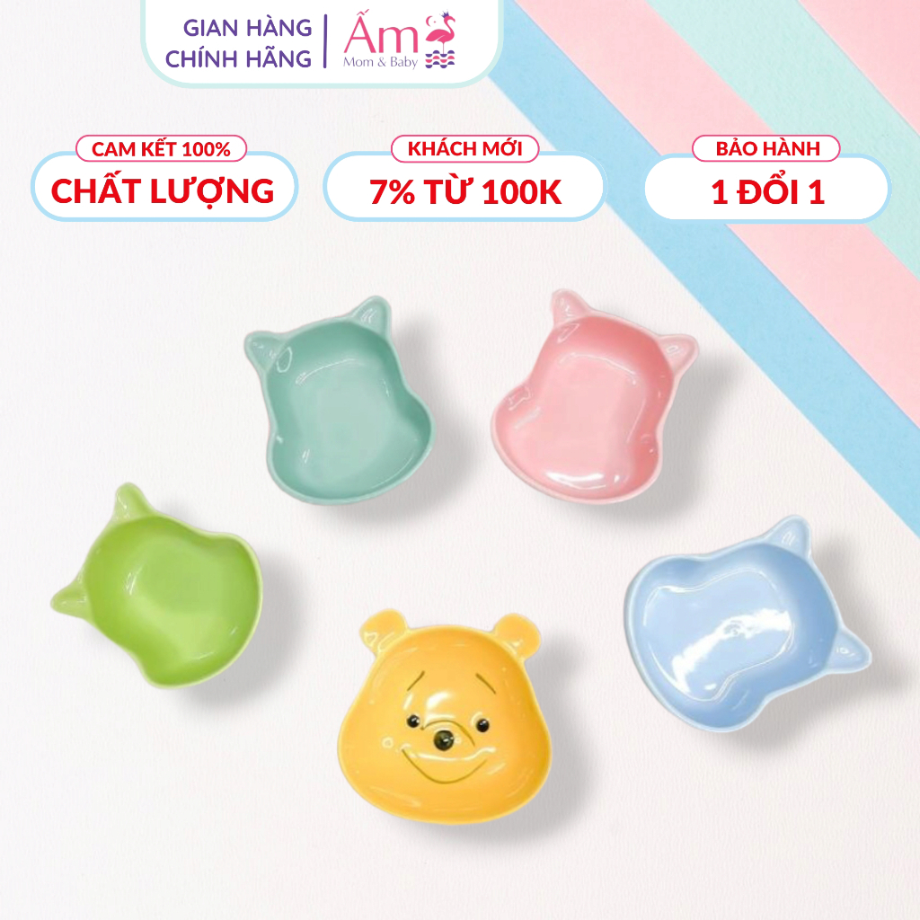 Bát Sứ Ăn Dặm Hình Gấu Pooh Ấm Baby - Chén Ăn Dặm Kiểu Nhật Cho Bé Dung Tích 60ml-120ml Ấm Gift & Decor