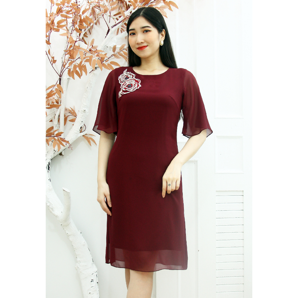 Váy đầm trung niên TIFALU LD803 váy suông thiết kế cao cấp cho người mập