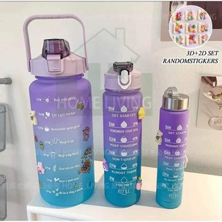 Sét 3 bình nước nhắc giờ kèm sticker