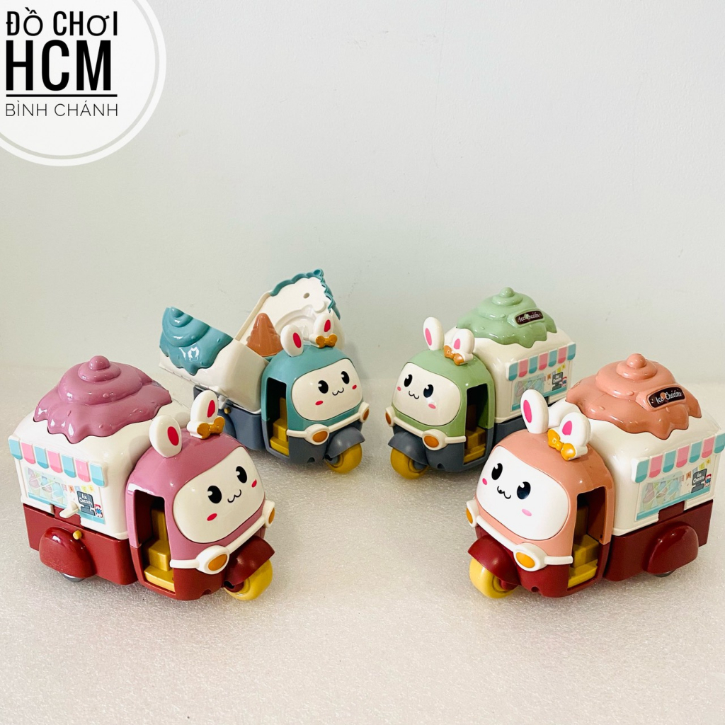 Đồ chơi trẻ em xe bán kem di động hình thỏ dễ thương, mô hình xe cho bé thích nấu ăn, nhà bếp HY881