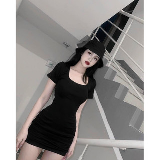 Đầm body ôm xinh đẹp đen thui nhún dnx6