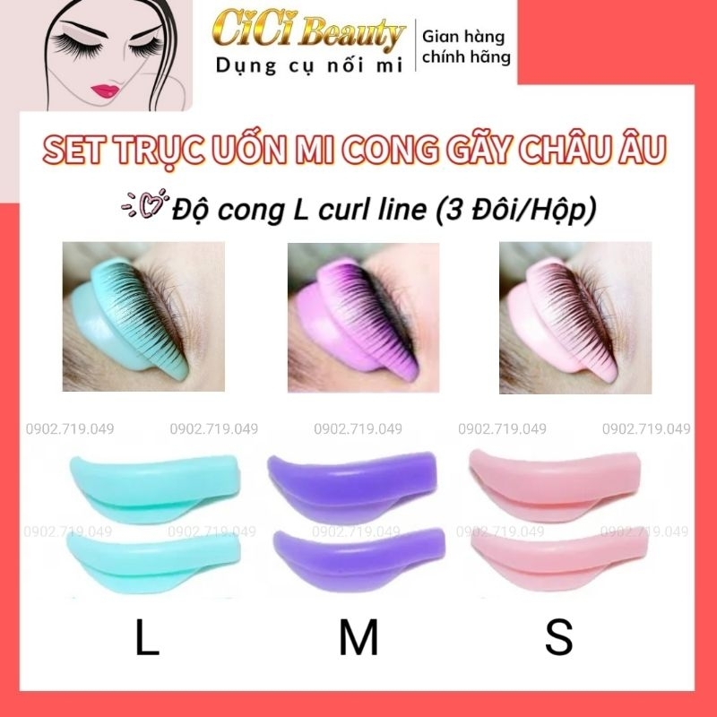 Trục Uốn Mi SILICON Châu Âu 12D Mix 3 Màu (Size S M L/hộp)