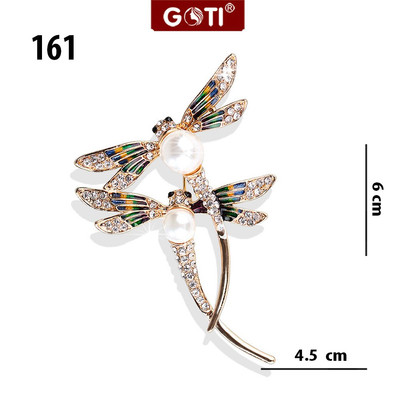 GOTI - Phụ Kiện Quà Tặng Nữ 20-10 8-3 - Tag Trâm Cài Áo Hình Đôi Chuồn Chuồn Đính Hạt Bằng Hợp Kim Cao Cấp 161
